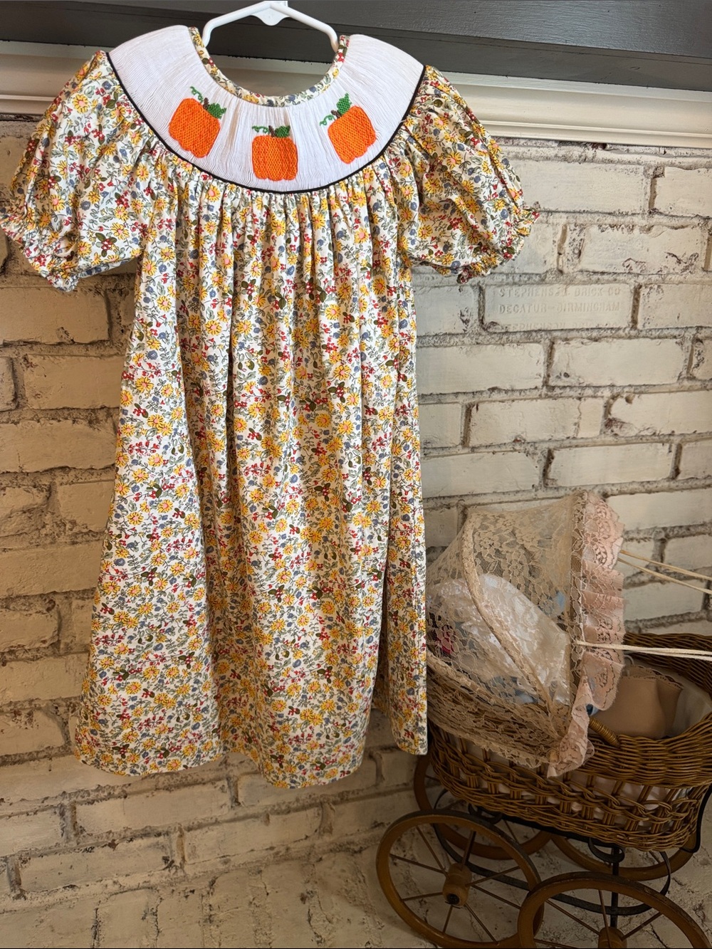 Wee Belles and Beaus Girls' Yellow Floral Pumpkin Smocked Dress fall!!!!